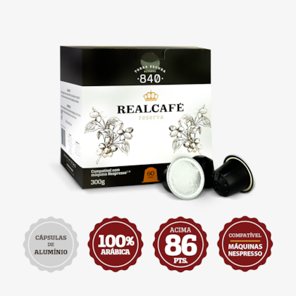 Café Especial Cápsula Realcafé Reserva 840 - Compativel para Nespresso - Torra Intensa - 60 un