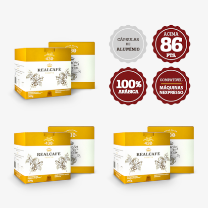 Kit 180 Cápsulas Café Especial Realcafé Reserva 430 - Compatível com Nespresso - Torra Clara