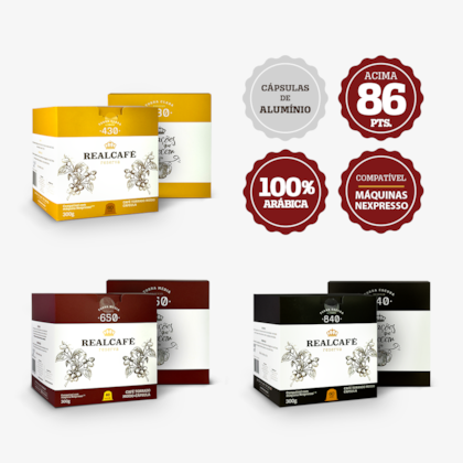 Kit 180 Cápsulas Degustação Três Torras Realcafé Reserva para Nespresso