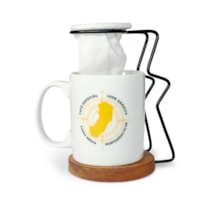 Kit Coador Individual + Caneca Branca Rosa dos Ventos